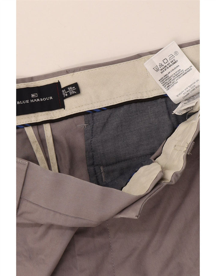 Calça chino reta masculina Marks & Spencer Blue Harbor W36 L29 cinza