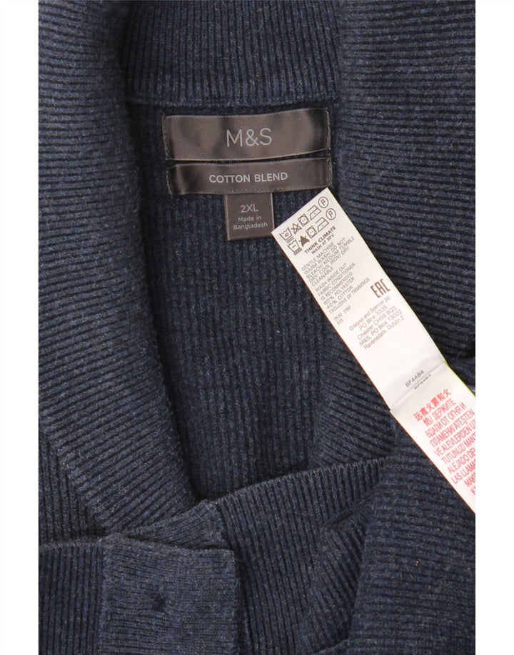 Suéter cardigã masculino Marks & Spencer 2XL poliéster azul marinho
