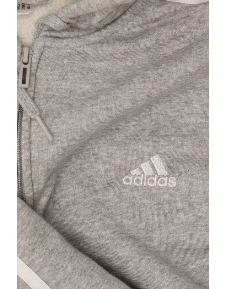 Adidas masculino zip moletom com capuz cinza médio manchado