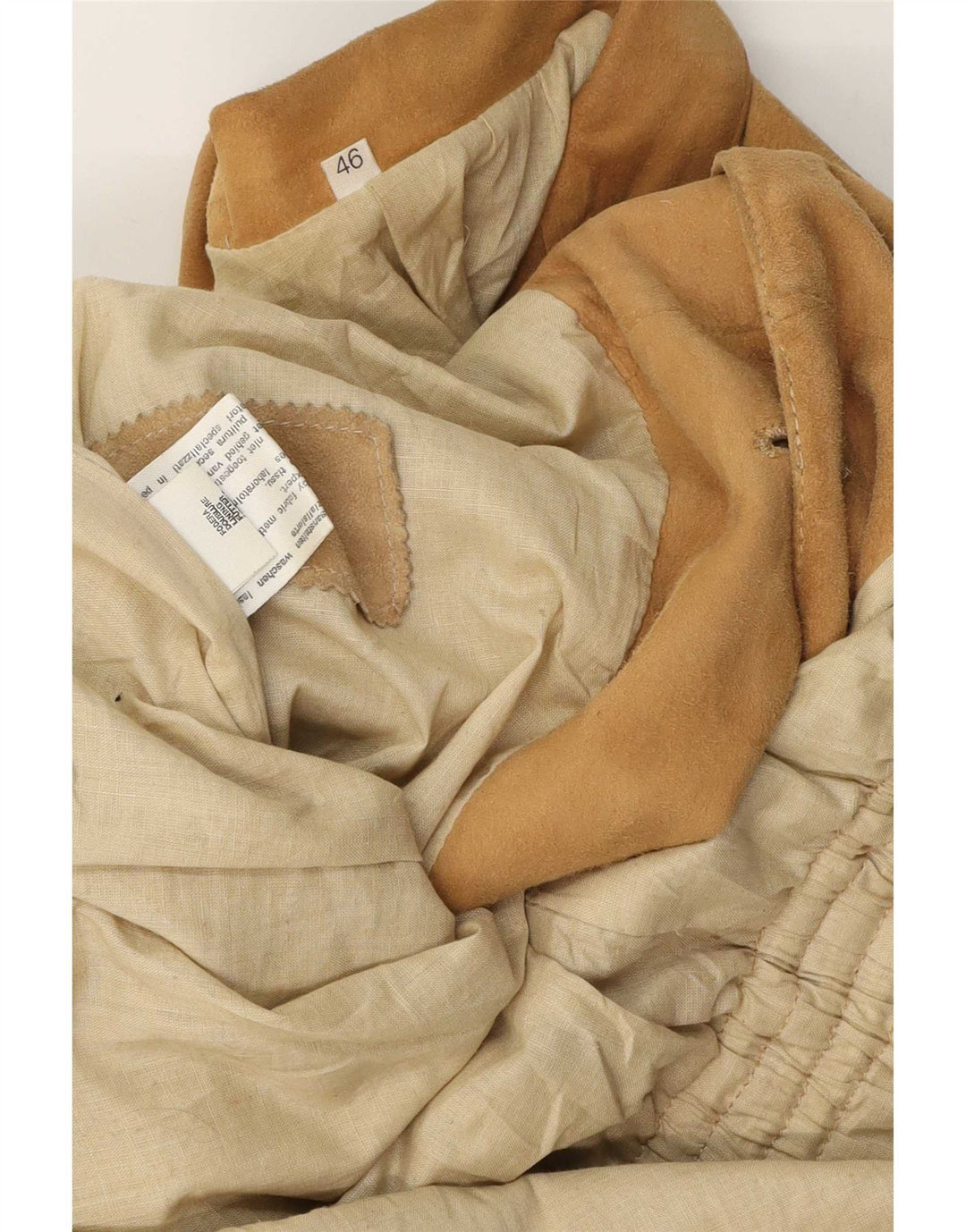 Jaqueta feminina vintage de camurça IT 46 grande couro bege