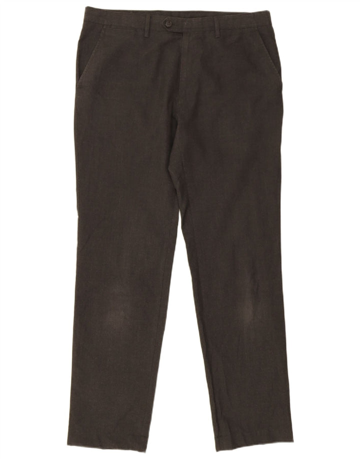 Calça Chino Masculina Slim Fit Marks & Spencer W34 L31 Cinza Houndstooth