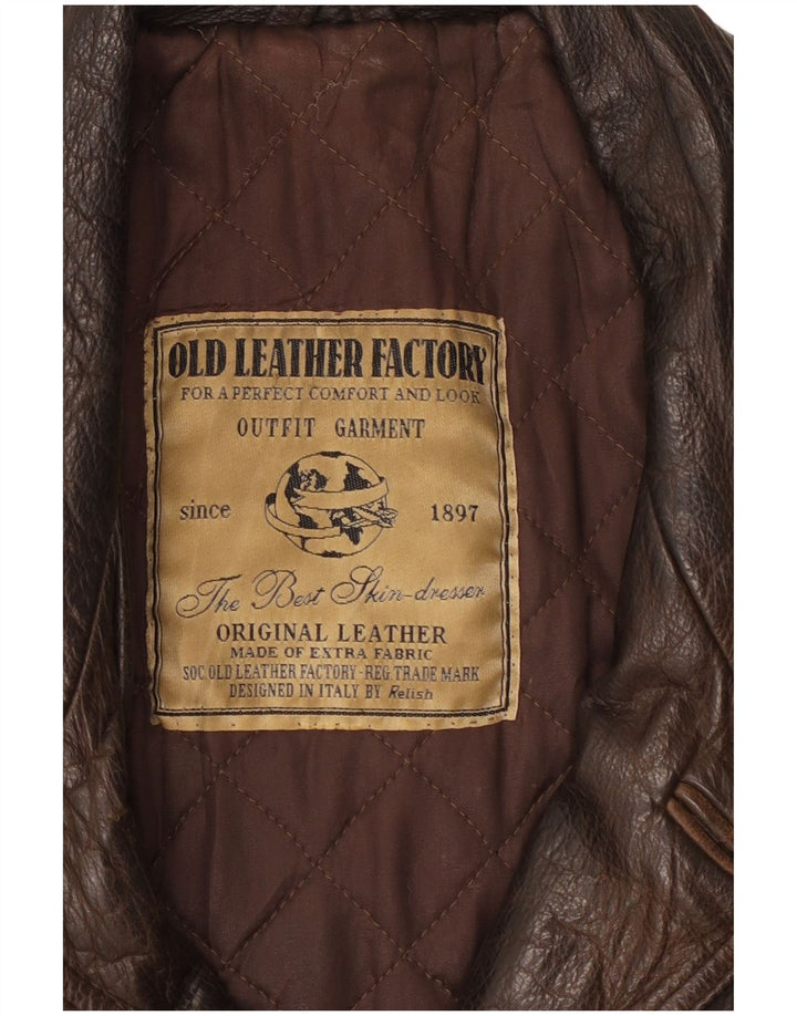 Jaqueta de couro masculina RELISH Reino Unido 40 grande couro marrom