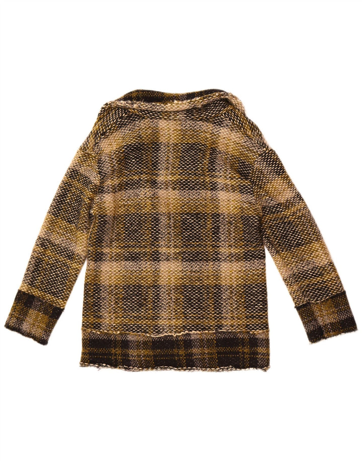 Por favor, jaqueta blazer feminina aberta Reino Unido 10 pequena xadrez multicolorida