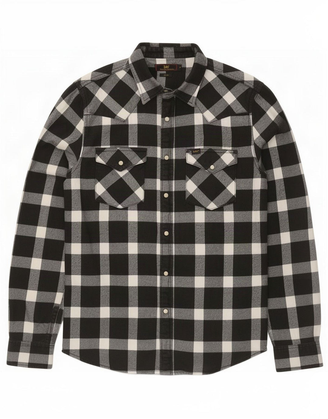 Camisa masculina Lee de flanela slim fit, algodão xadrez preto médio