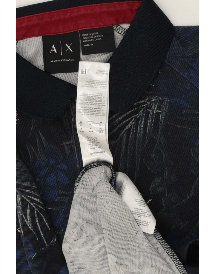 Camisa polo masculina Armani Exchange médio azul floral algodão