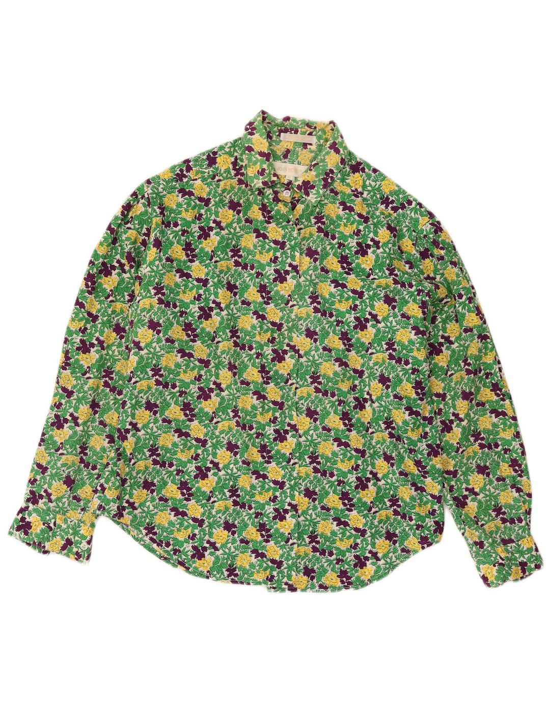 Camisa oversized feminina John Henry EUA 12 grande algodão floral verde