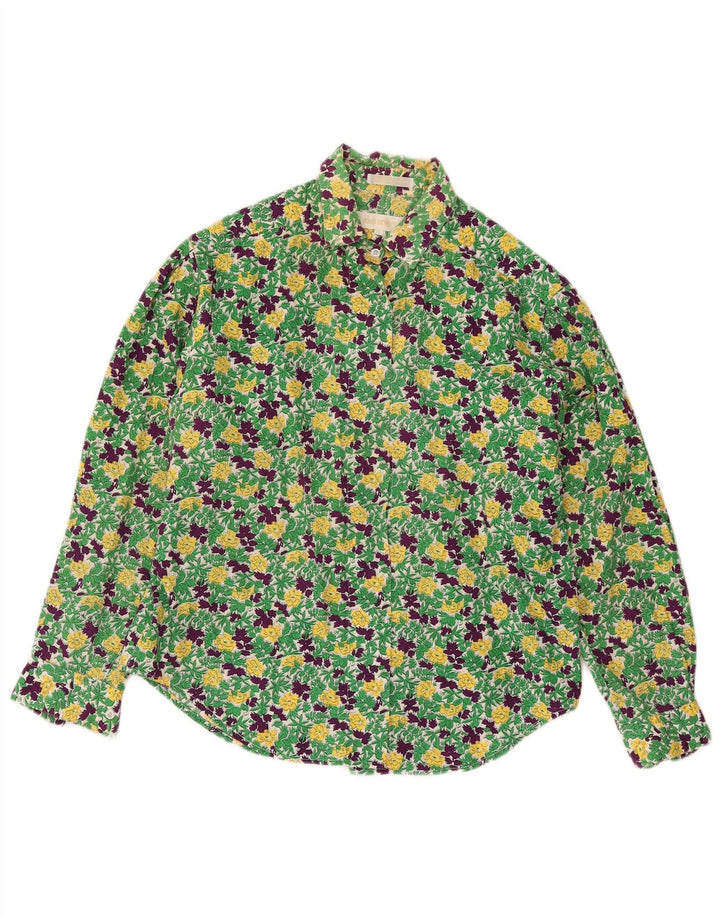 Camisa oversized feminina John Henry EUA 12 grande algodão floral verde