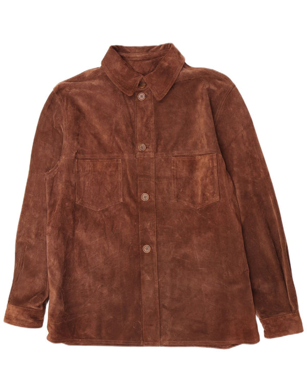 Camisa masculina vintage de camurça IT 50 marrom médio