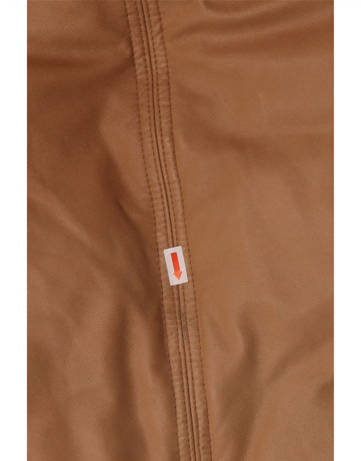 Jaqueta feminina de couro acolchoada com capuz PEUTEREY Reino Unido 10 couro marrom pequeno