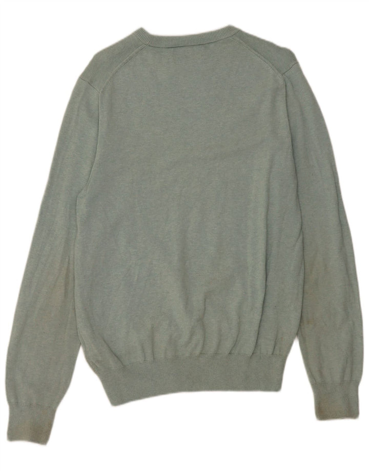 Suéter masculino Marks & Spencer com gola canoa de algodão verde médio