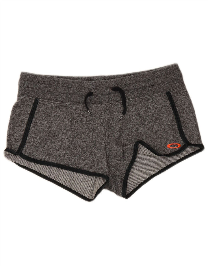 Shorts esportivos femininos vintage UK 14 cinza médio manchado