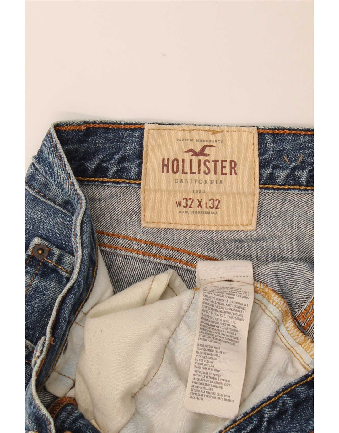 Hollister Mens Slim Jeans W32 L32 Azul Algodão