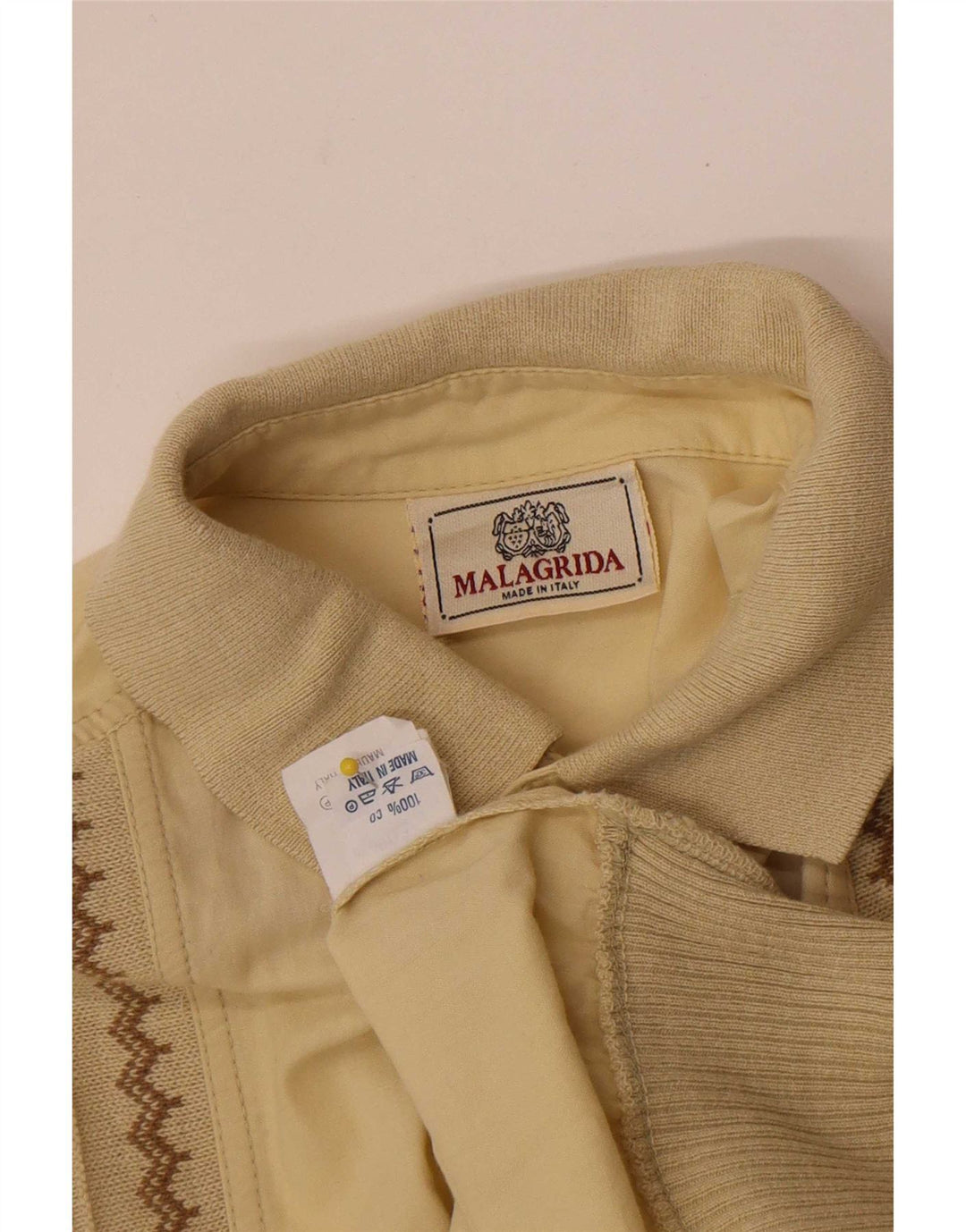 Camisa pulôver masculina de manga curta Malagrida algodão amarelo médio