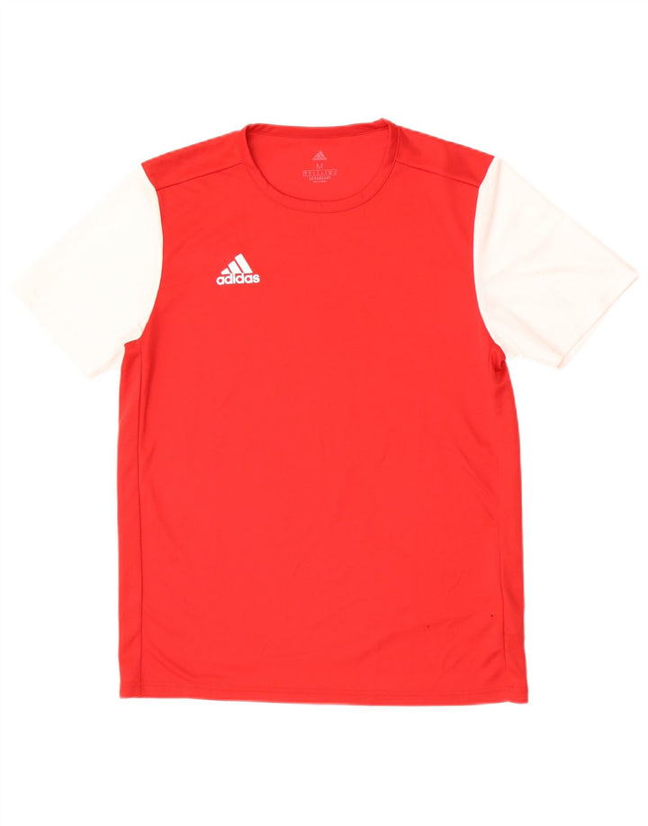 Adidas Mens Aeroready Camiseta Top Médio Vermelho Colorblock Poliéster