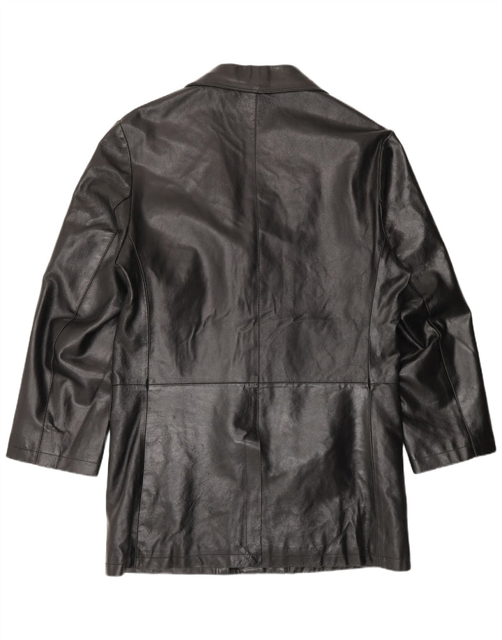 Casaco de couro masculino vintage IT 56 3XL couro preto