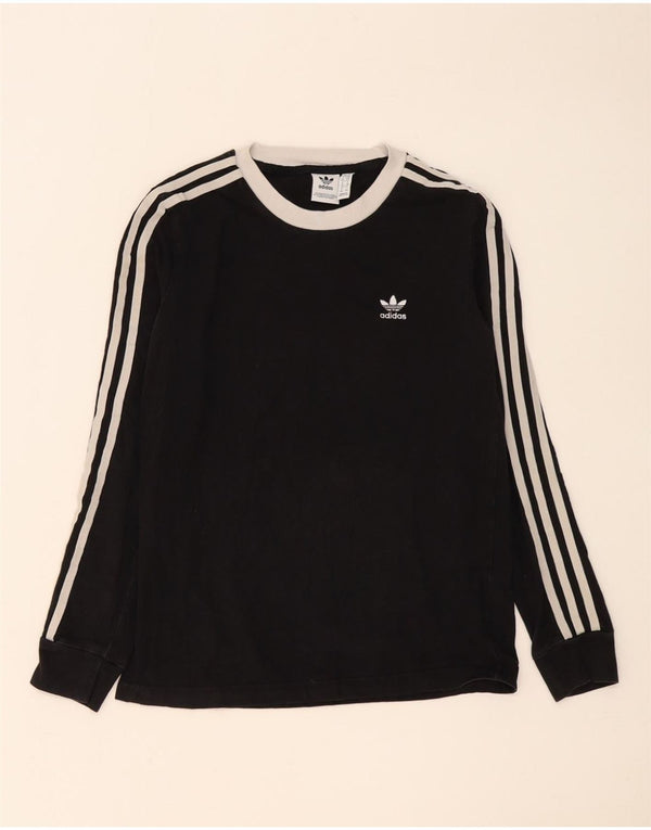 Top Feminino Adidas Manga Longa UK 10 Pequeno Algodão Preto