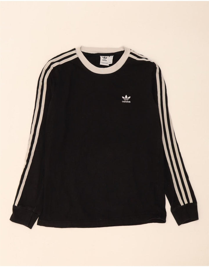 Top Feminino Adidas Manga Longa UK 10 Pequeno Algodão Preto