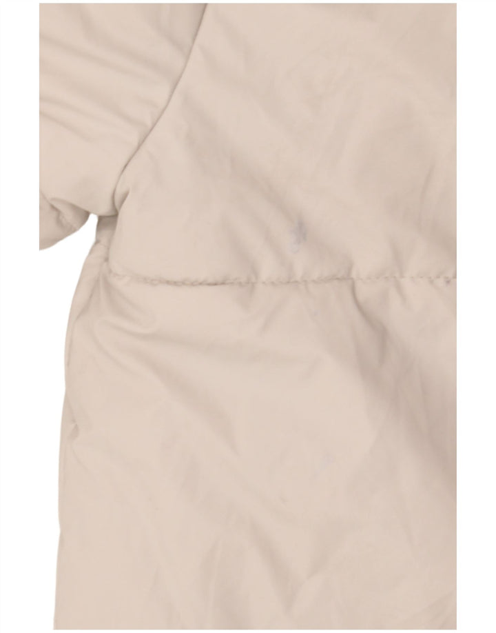 Jaqueta acolchoada com capuz feminina Zara UK 16 grande poliéster branco
