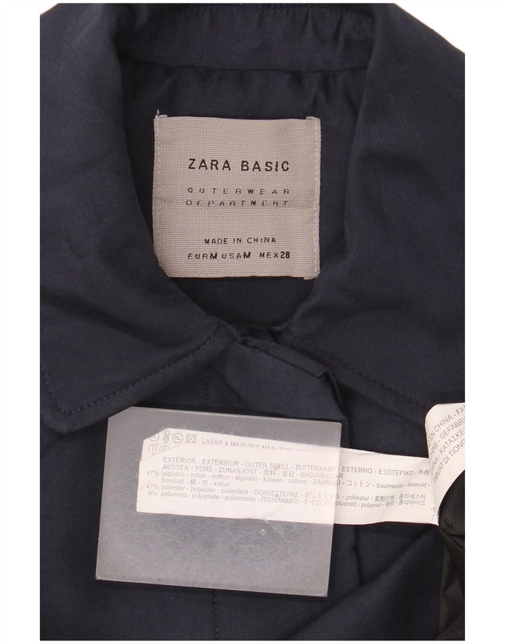 Sobretudo feminino Zara UK 14 algodão azul marinho médio