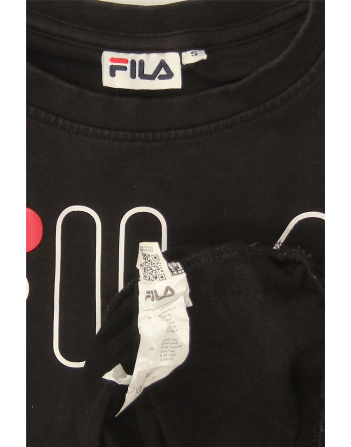 FILA moletom feminino oversized gráfico suéter Reino Unido 10 pequeno algodão preto