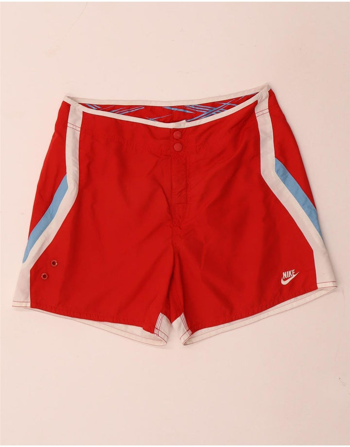 Shorts de natação masculino Nike médio vermelho colorblock poliéster