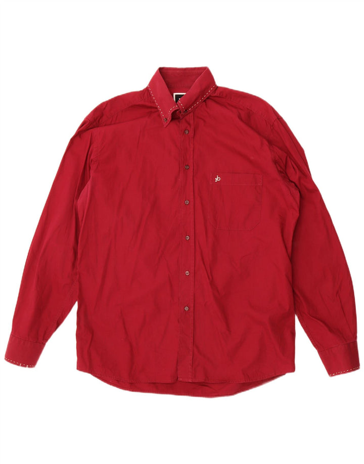 Camisa masculina Roccobarocco tamanho 16 41 grande algodão vermelho