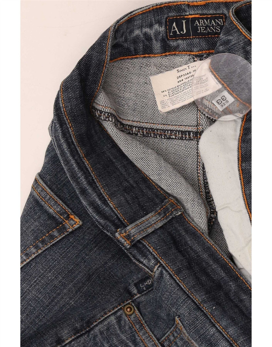 Calça casual masculina Armani W33 L30 algodão azul