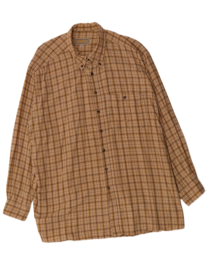 Camisa masculina de flanela Camel 2XL algodão xadrez bege