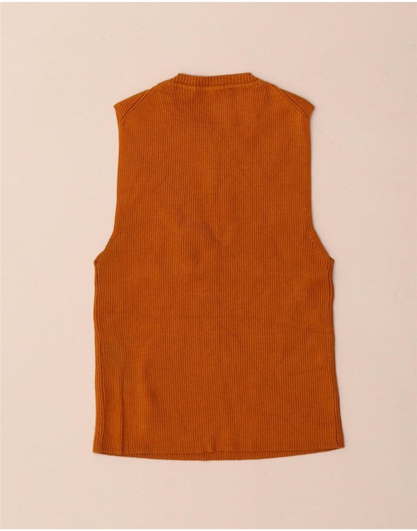 Zara Womens Crop Vest Top UK 8 Pequeno Laranja Viscose