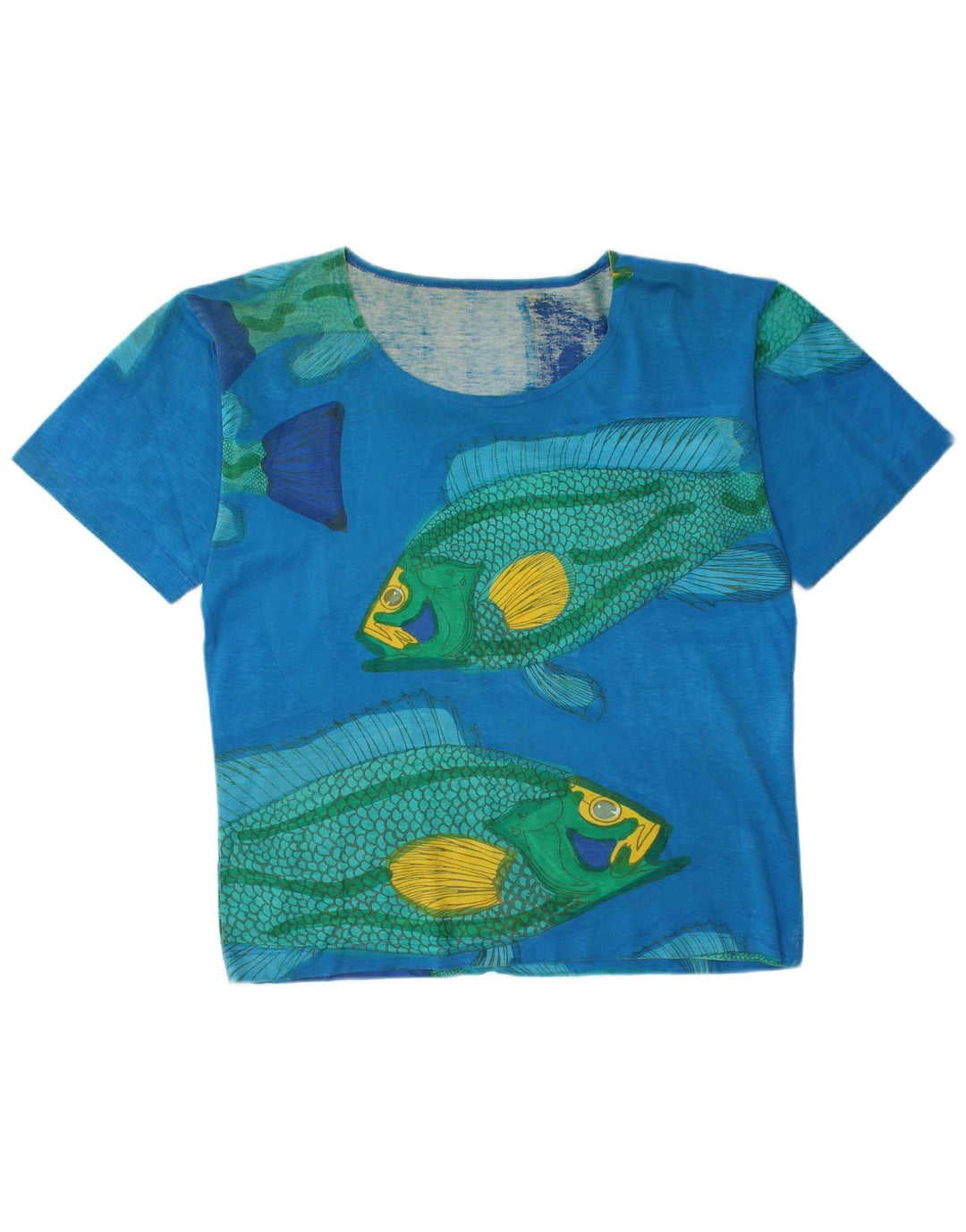 Camiseta feminina vintage com estampa gráfica UK 16 grande azul