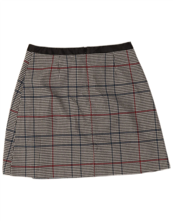 Mini saia feminina Oasis UK 10 pequena W28 cinza houndstooth poliéster