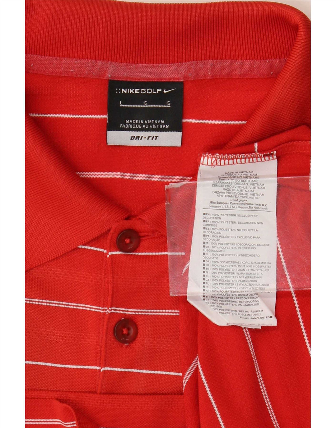 Camisa polo masculina Nike Dri Fit grande poliéster listrado vermelho