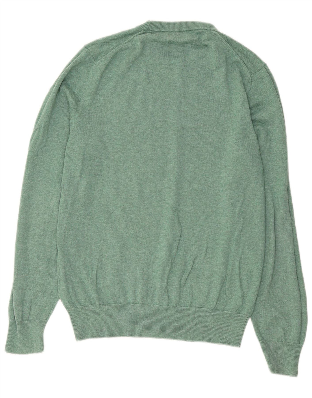 Suéter masculino Marks & Spencer com gola redonda, algodão verde médio