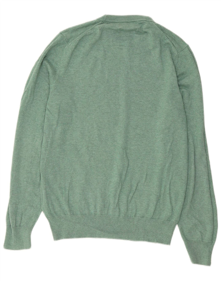 Suéter masculino Marks & Spencer com gola redonda, algodão verde médio