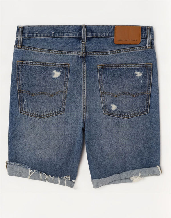 Shorts jeans masculino American Eagle desgastado W31 algodão azul médio