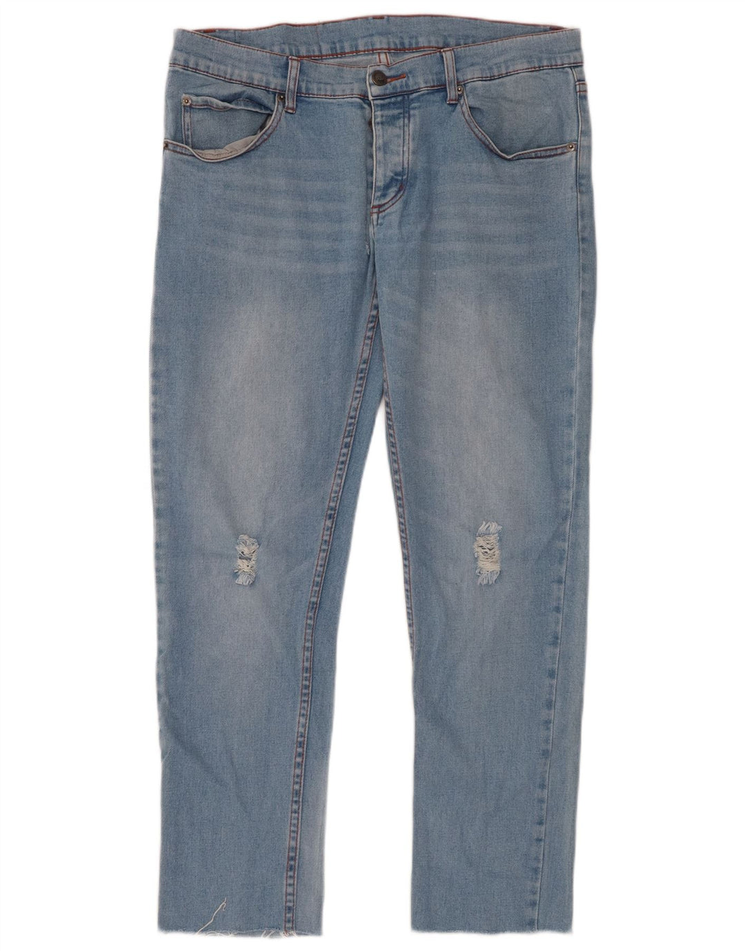 CHEAP MONDAY Calça jeans slim masculina desgastada W32 L28 algodão azul