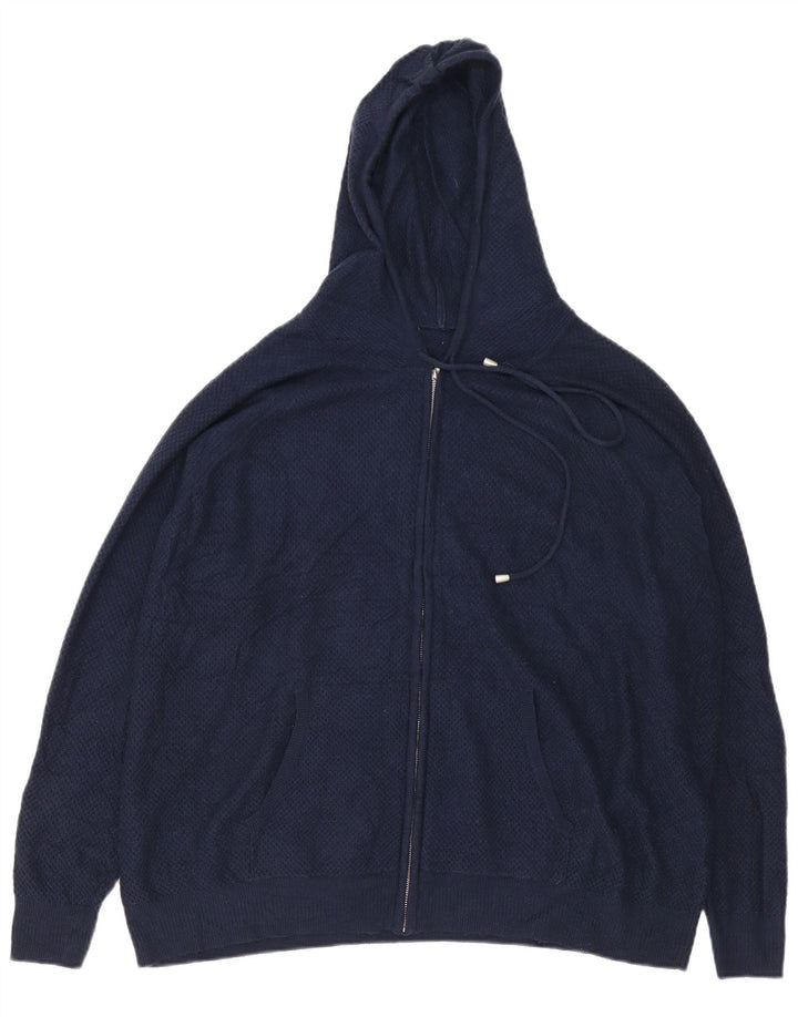 Suéter masculino Marks & Spencer com zíper e gola XL viscose azul marinho