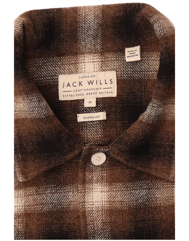 Camisa masculina de flanela Jack Wills, camisa xadrez marrom médio