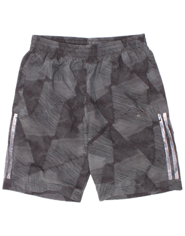 Shorts esportivos Adidas Boys Climalite 13-14 anos cinza geométrico poliéster