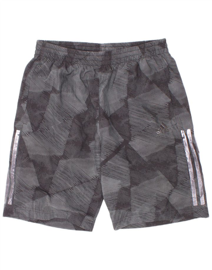Shorts esportivos Adidas Boys Climalite 13-14 anos cinza geométrico poliéster