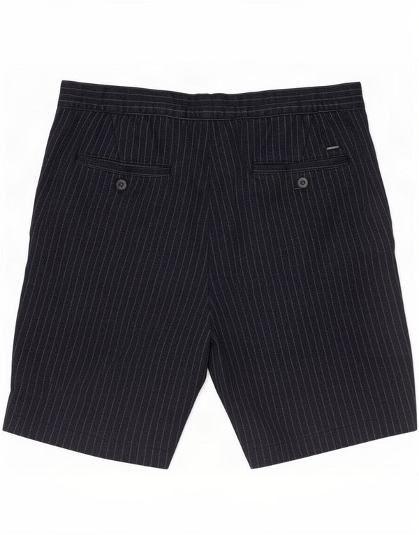 Zara Mens Chino Shorts Médio W31 Listrado Azul Marinho