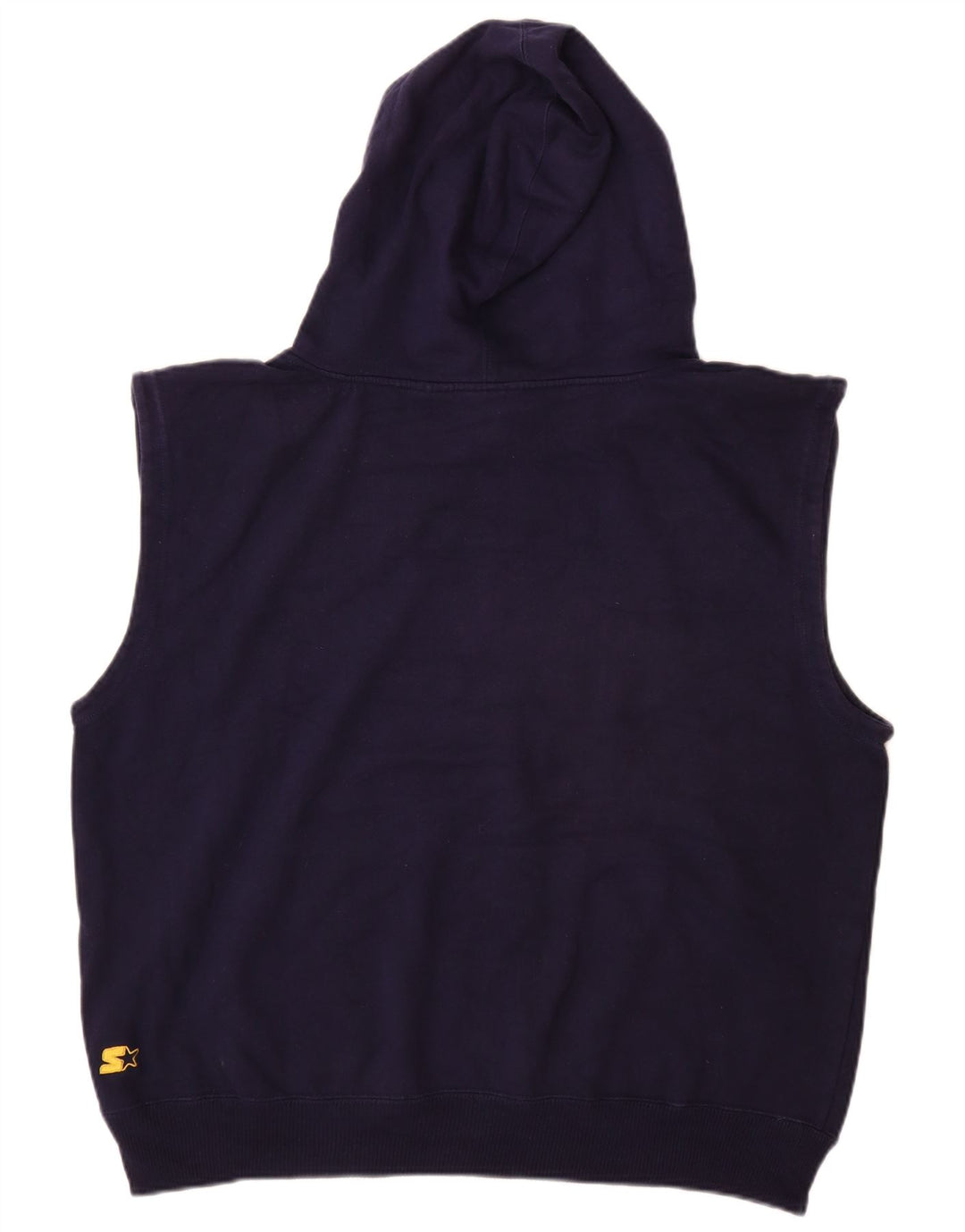 STARTER Suéter masculino com capuz sem mangas gráfico grande algodão azul marinho