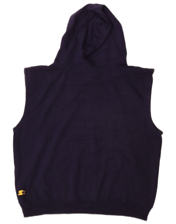 STARTER Suéter masculino com capuz sem mangas gráfico grande algodão azul marinho