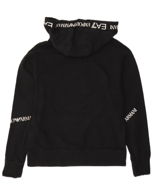 Suéter feminino Emporio Armani com capuz grande e gráfico UK 6 XS algodão preto