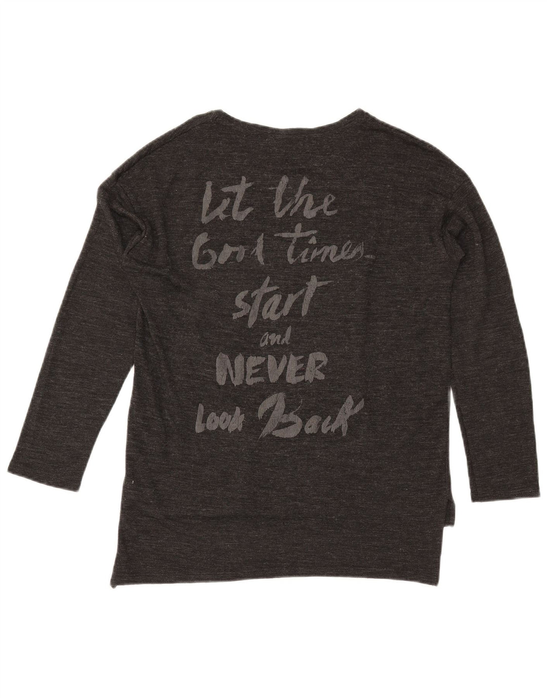 Zara Top gráfico feminino oversized manga comprida Reino Unido 10 pequeno cinza