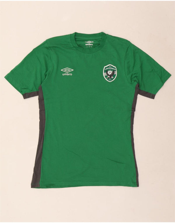 Umbro Mens Ludogorets Camiseta Top Pequeno Verde Colorblock Algodão