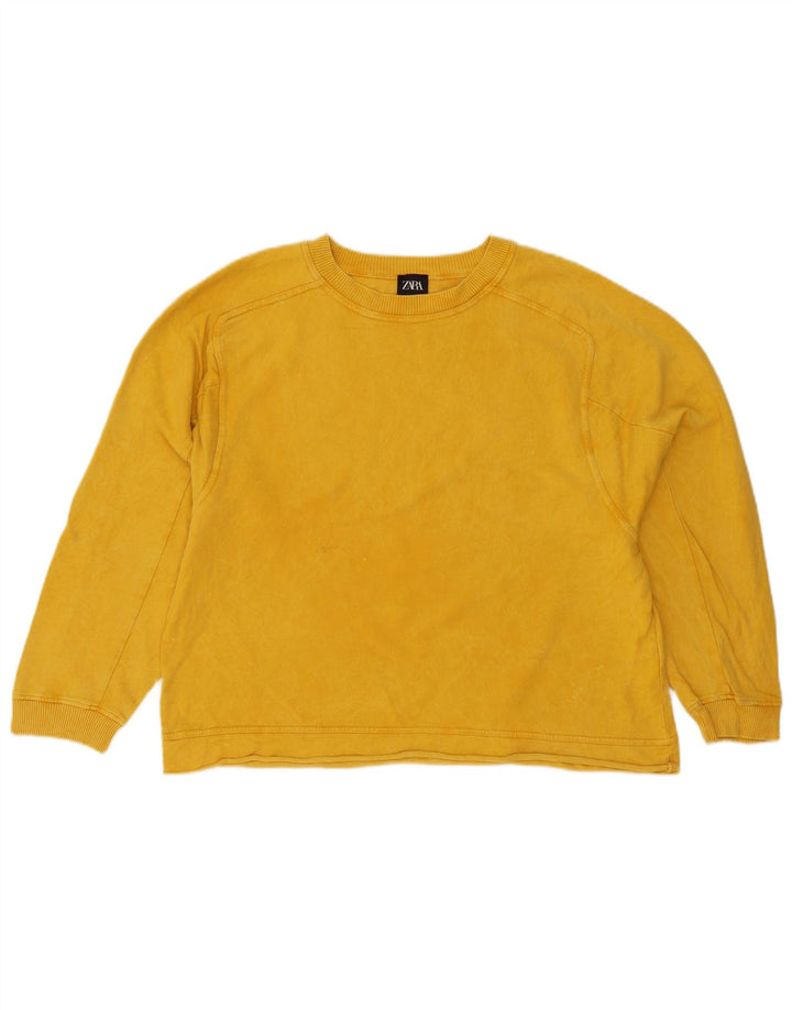 Zara moletom feminino oversized jumper UK 10 pequeno algodão amarelo