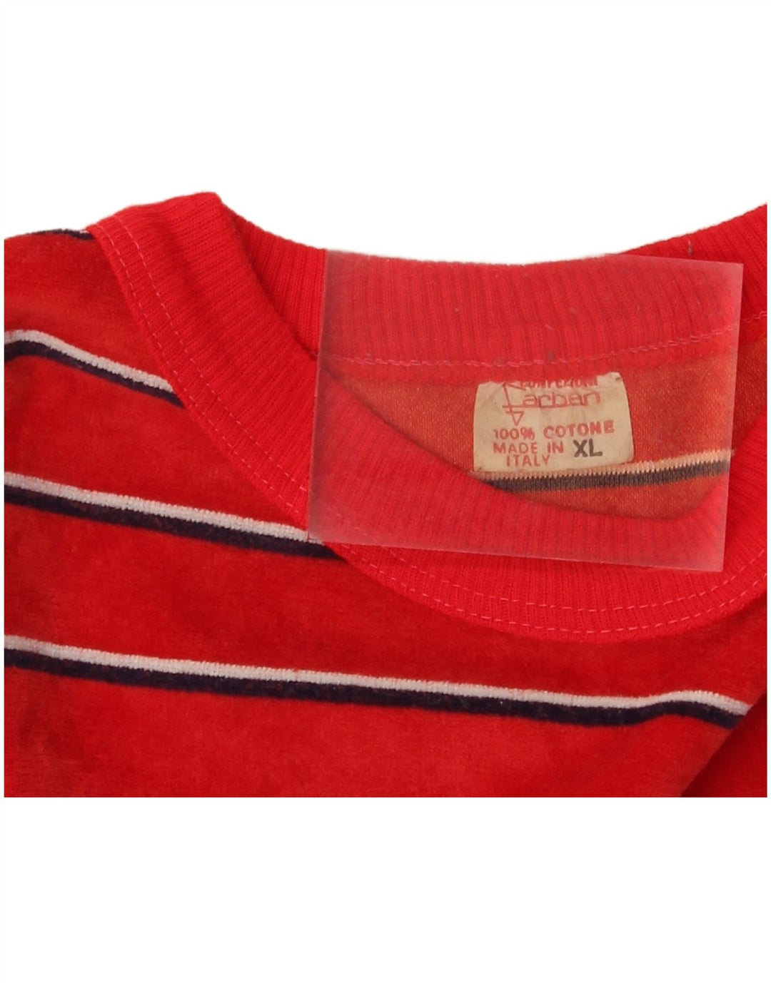 Jumper de moletom feminino vintage Reino Unido 18 XL algodão listrado vermelho
