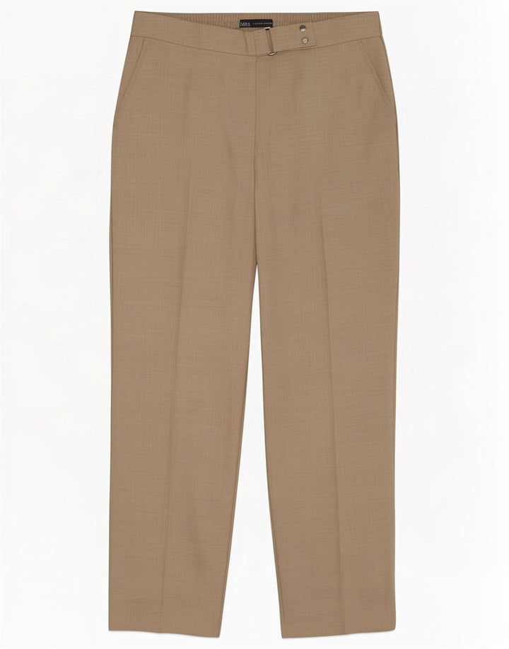 Calça feminina de terno reto Marks & Spencer Reino Unido 12 médio W30 L28 bege