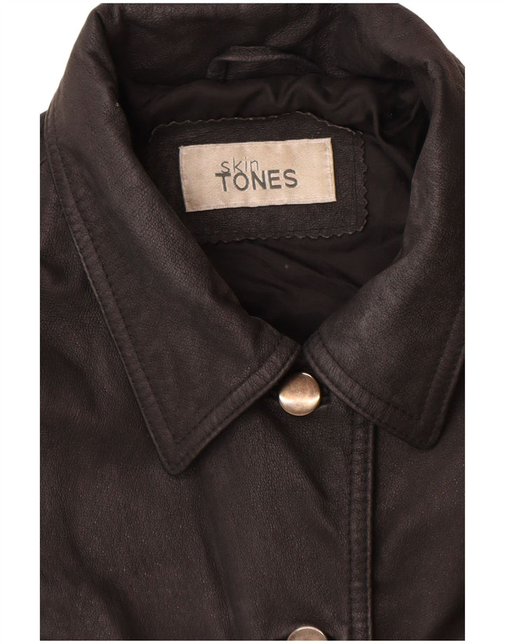 Jaqueta de couro feminina vintage Reino Unido 16 grande couro preto